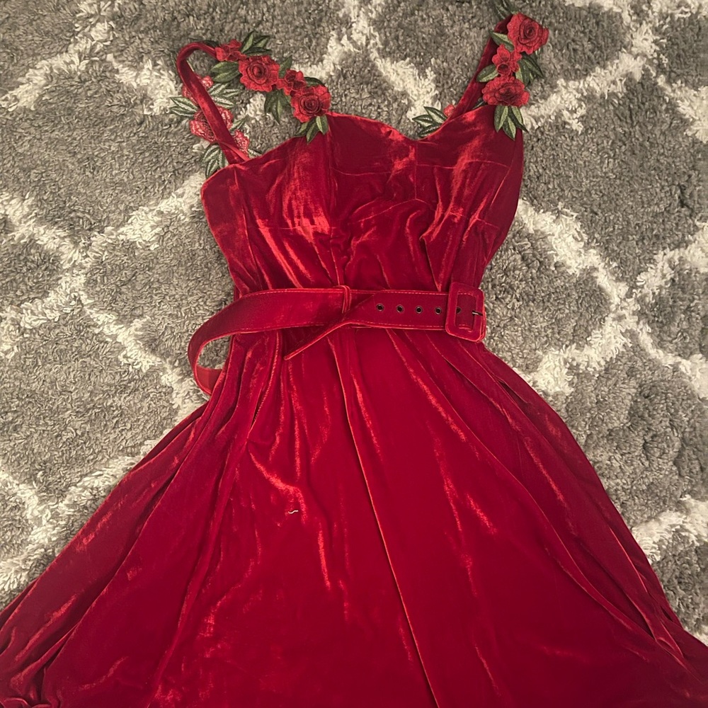 Red Velvet Rose Dress